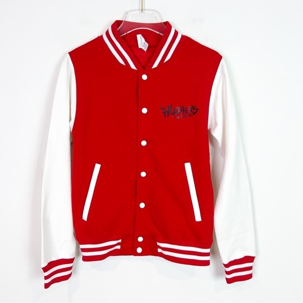 AWDIS JUST HOODS RED WHITE HEATHERS BROADWAY BOMBER JACKET WOMENS SZ XS